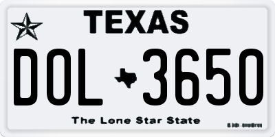 TX license plate DOL3650