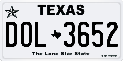 TX license plate DOL3652