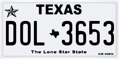 TX license plate DOL3653