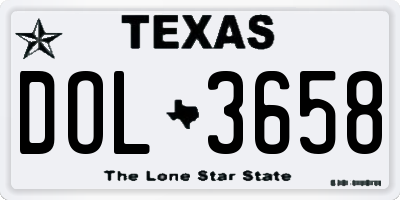 TX license plate DOL3658