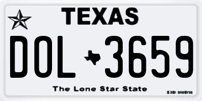 TX license plate DOL3659