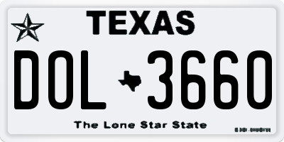 TX license plate DOL3660