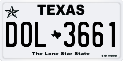 TX license plate DOL3661