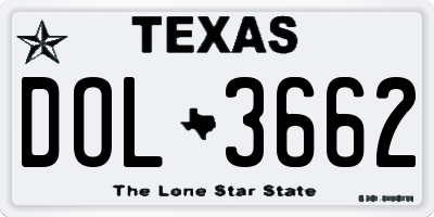 TX license plate DOL3662
