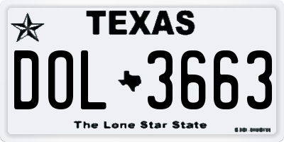 TX license plate DOL3663