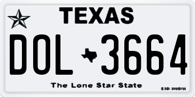 TX license plate DOL3664
