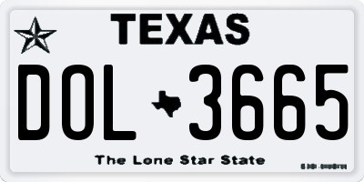 TX license plate DOL3665