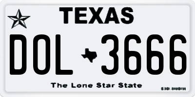 TX license plate DOL3666
