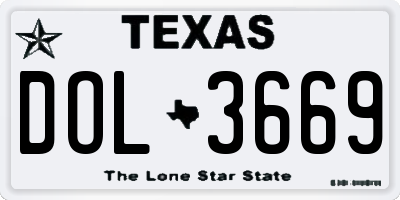 TX license plate DOL3669
