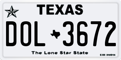 TX license plate DOL3672