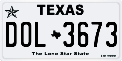 TX license plate DOL3673