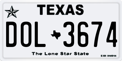 TX license plate DOL3674