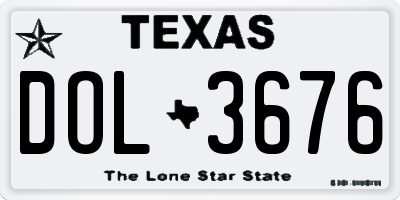 TX license plate DOL3676