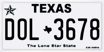 TX license plate DOL3678