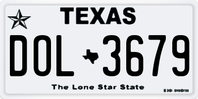 TX license plate DOL3679
