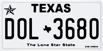 TX license plate DOL3680