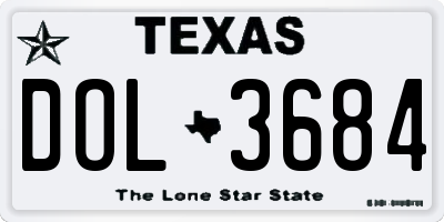 TX license plate DOL3684