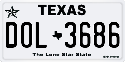 TX license plate DOL3686