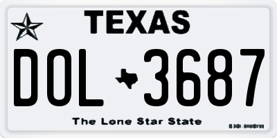 TX license plate DOL3687