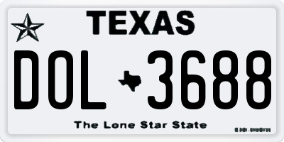 TX license plate DOL3688
