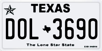 TX license plate DOL3690
