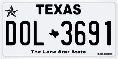 TX license plate DOL3691