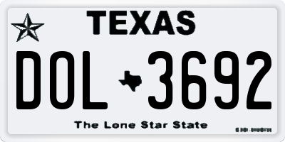 TX license plate DOL3692