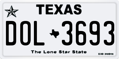 TX license plate DOL3693
