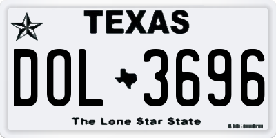 TX license plate DOL3696