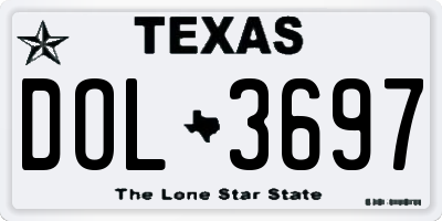 TX license plate DOL3697