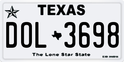 TX license plate DOL3698