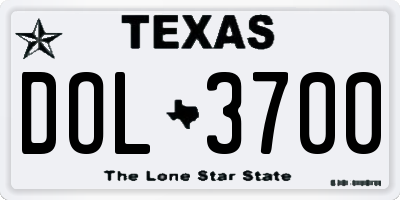 TX license plate DOL3700