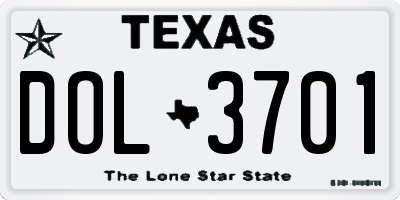 TX license plate DOL3701