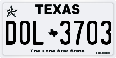 TX license plate DOL3703
