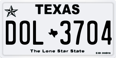 TX license plate DOL3704