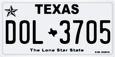 TX license plate DOL3705