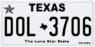 TX license plate DOL3706