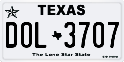 TX license plate DOL3707