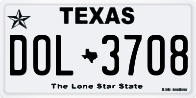 TX license plate DOL3708
