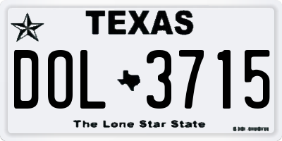 TX license plate DOL3715