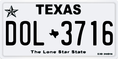 TX license plate DOL3716