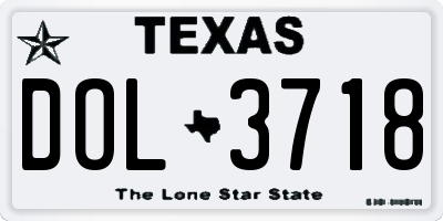 TX license plate DOL3718