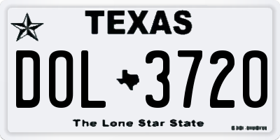 TX license plate DOL3720