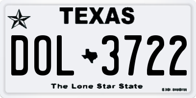 TX license plate DOL3722