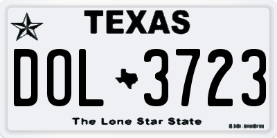 TX license plate DOL3723