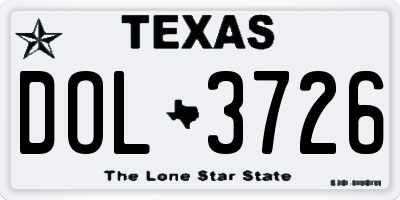 TX license plate DOL3726