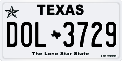 TX license plate DOL3729
