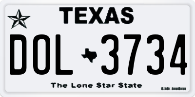 TX license plate DOL3734