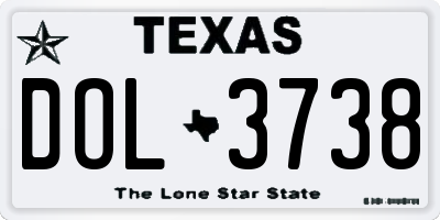 TX license plate DOL3738