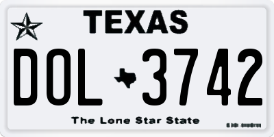 TX license plate DOL3742
